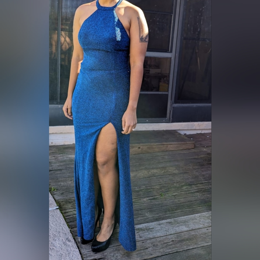 Blue halter dress